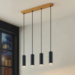 Lámpara colgante Lindby Maniva. 60 cm, 4 luces, negro, GU10