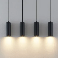 Lámpara colgante Lindby Maniva. 60 cm, 4 luces, negro, GU10