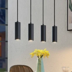 Lámpara colgante Lindby Maniva. 60 cm, 4 luces, negro, GU10