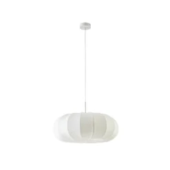 Lámpara colgante Lindby Marielle, Ø 55 cm, blanca, tejido, 3x E27