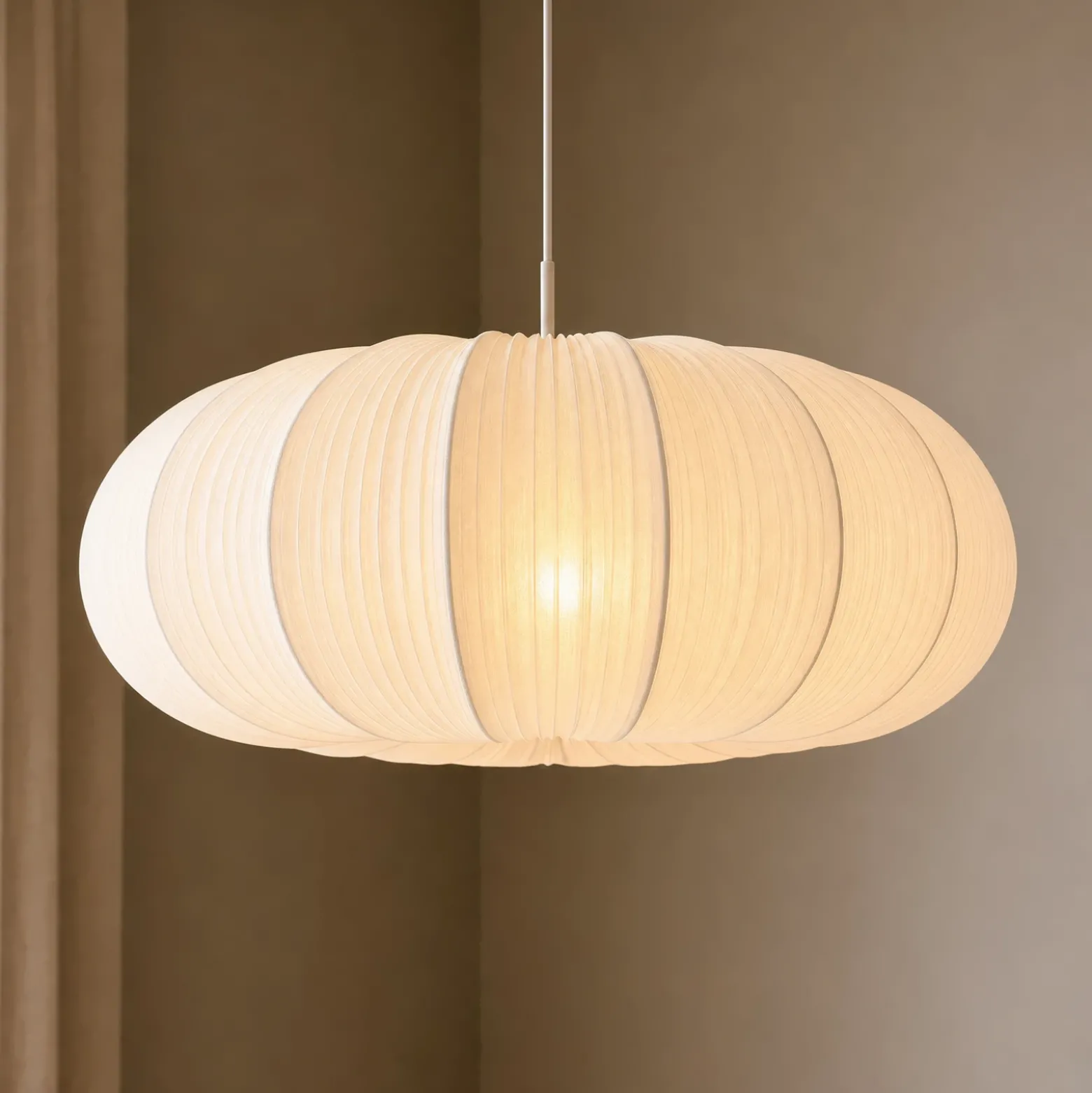 Lámpara colgante Lindby Marielle, Ø 55 cm, blanca, tejido, 3x E27