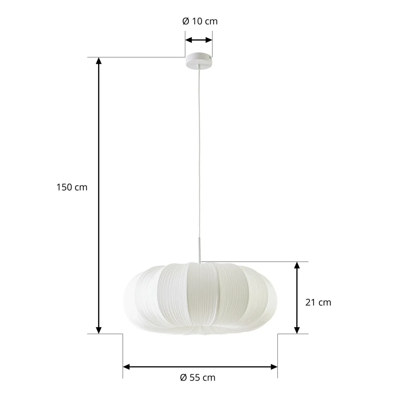 Lámpara colgante Lindby Marielle, Ø 55 cm, blanca, tejido, 3x E27