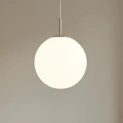Lámpara colgante Lindby Marike, Ø 35 cm, blanca, cristal, globo, E27