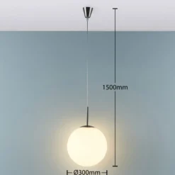 Lámpara colgante Lindby Marike, Ø 30 cm, blanca, cristal, globo, E27