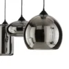Lámpara colgante Lindby Marla, 3 luces, cristal, gris ahumado, 102cm