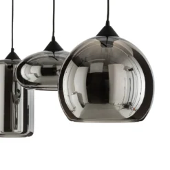 Lámpara colgante Lindby Marla, 3 luces, cristal, gris ahumado, 102cm