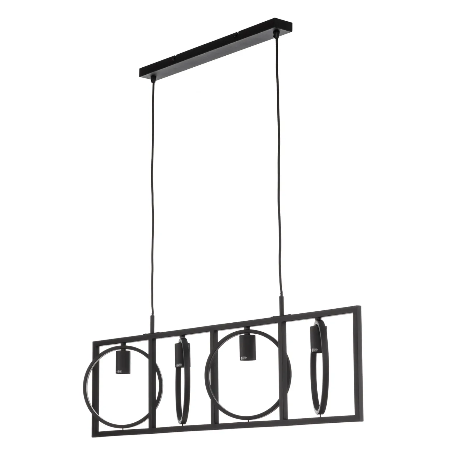 Lámpara colgante Lindby Mateja, negra, metal, 112 cm, 4 luces.