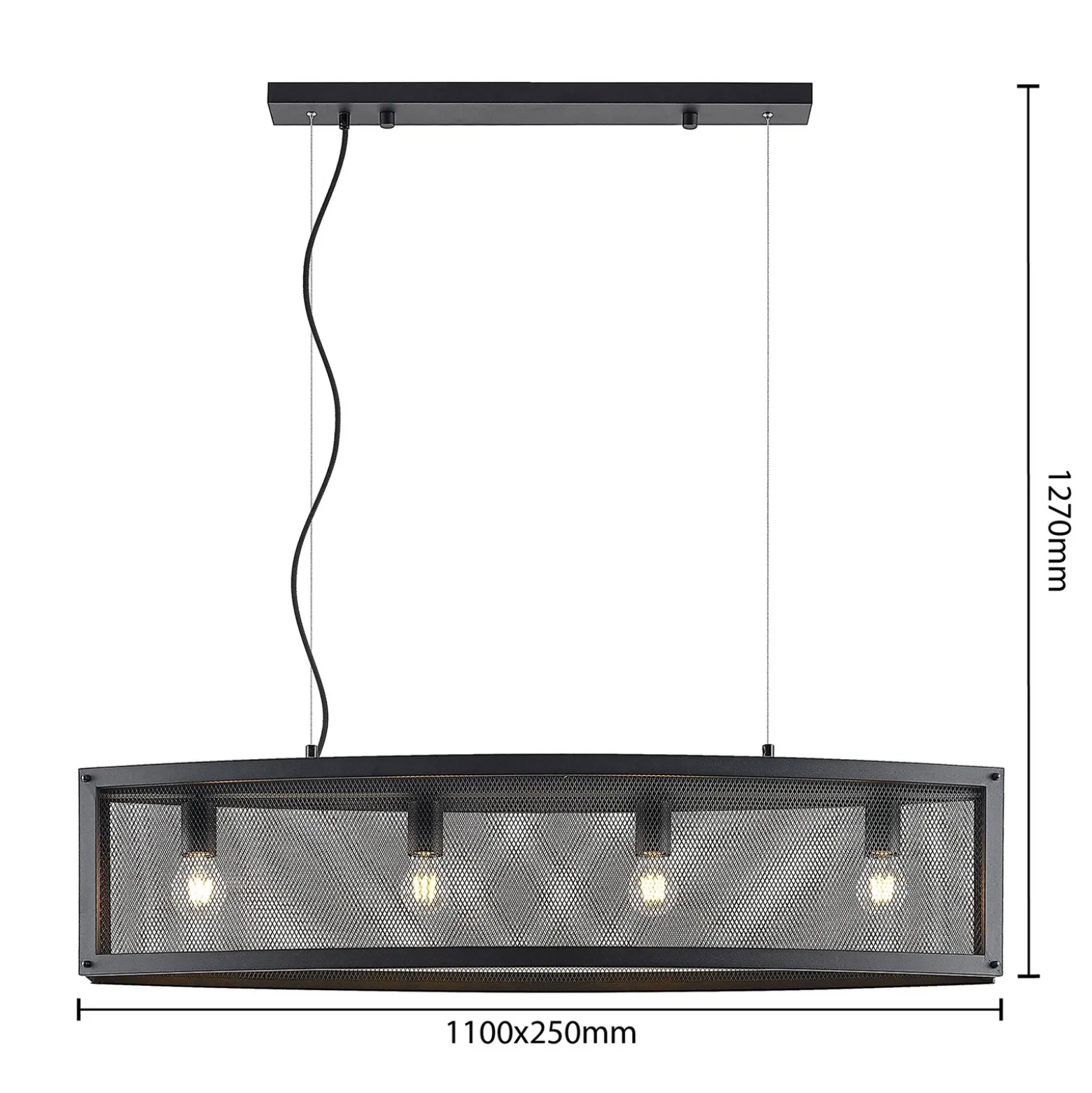 Lámpara colgante Lindby Mizgin con rejilla de 4 luces