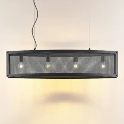 Lámpara colgante Lindby Mizgin con rejilla de 4 luces