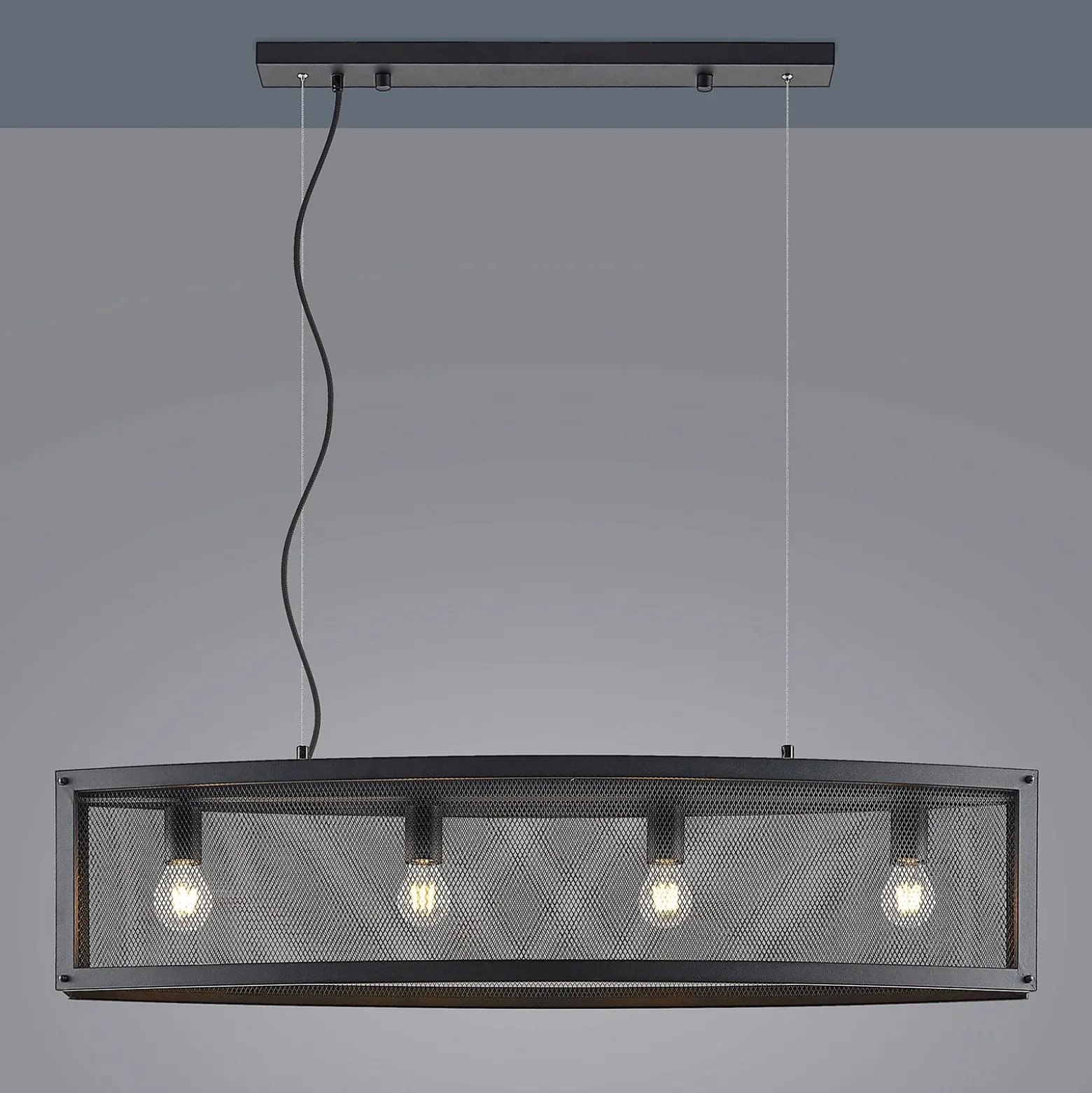 Lámpara colgante Lindby Mizgin con rejilla de 4 luces