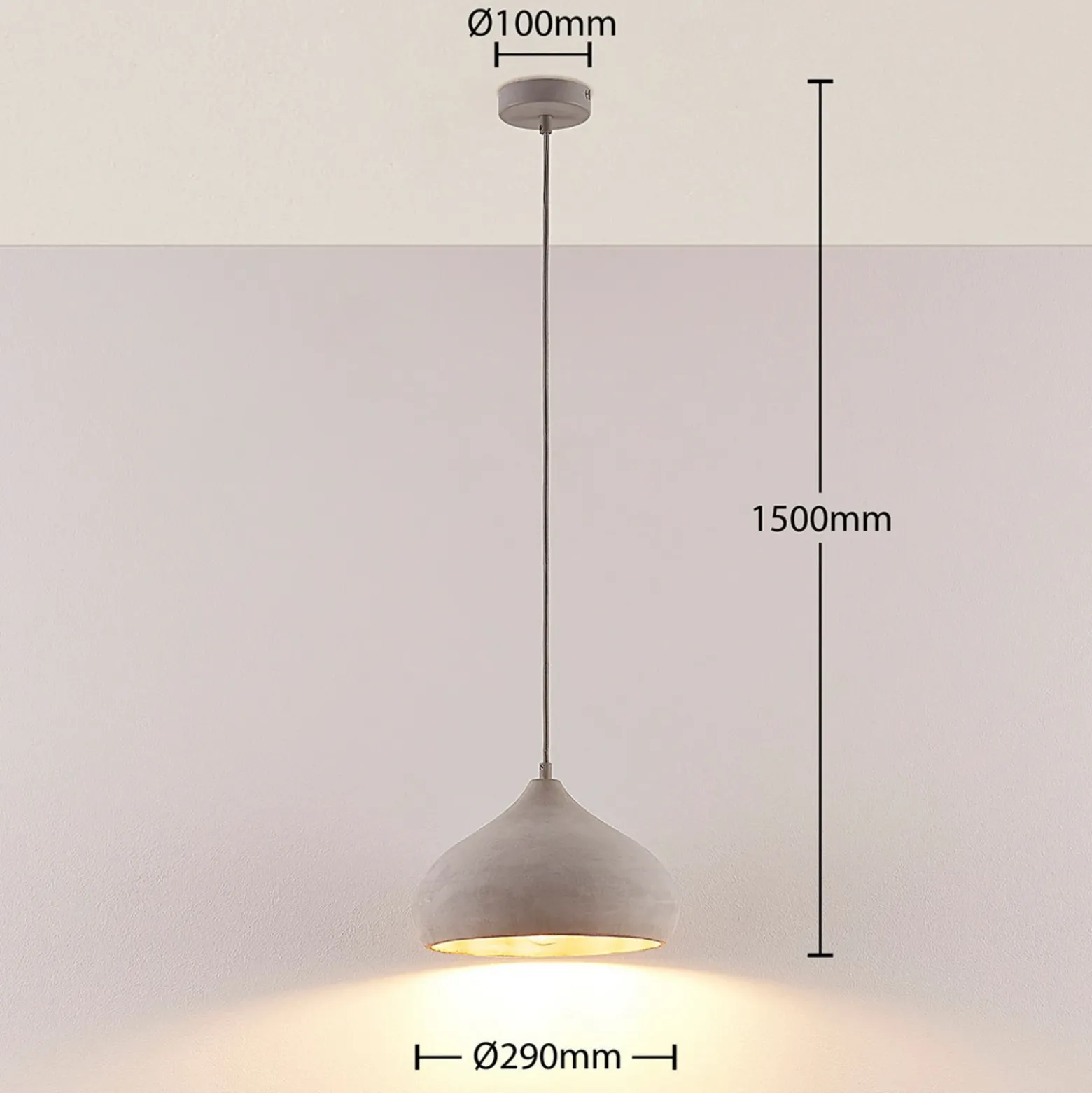 Lámpara colgante Lindby Morton, Ø 29 cm, gris, hormigón, E27