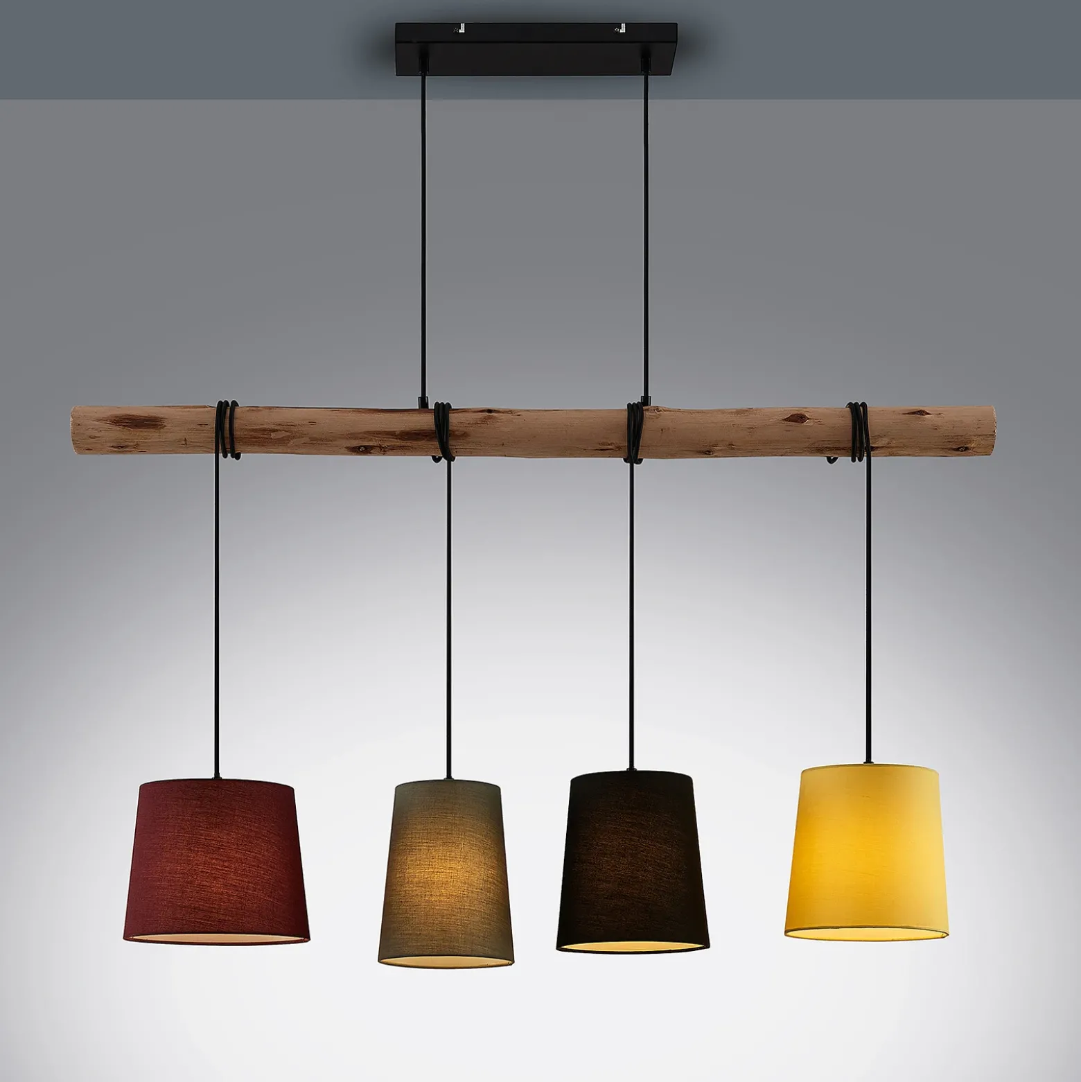Lámpara colgante Lindby «Moscú», multicolor, tejido, madera, E27, 116 cm