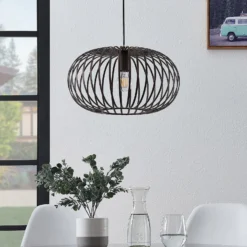 Lámpara colgante Lindby Nahele, marrón, metal, Ø 40 cm, E27