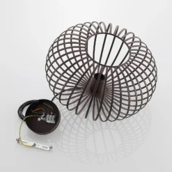 Lámpara colgante Lindby Nahele, marrón, metal, Ø 40 cm, E27