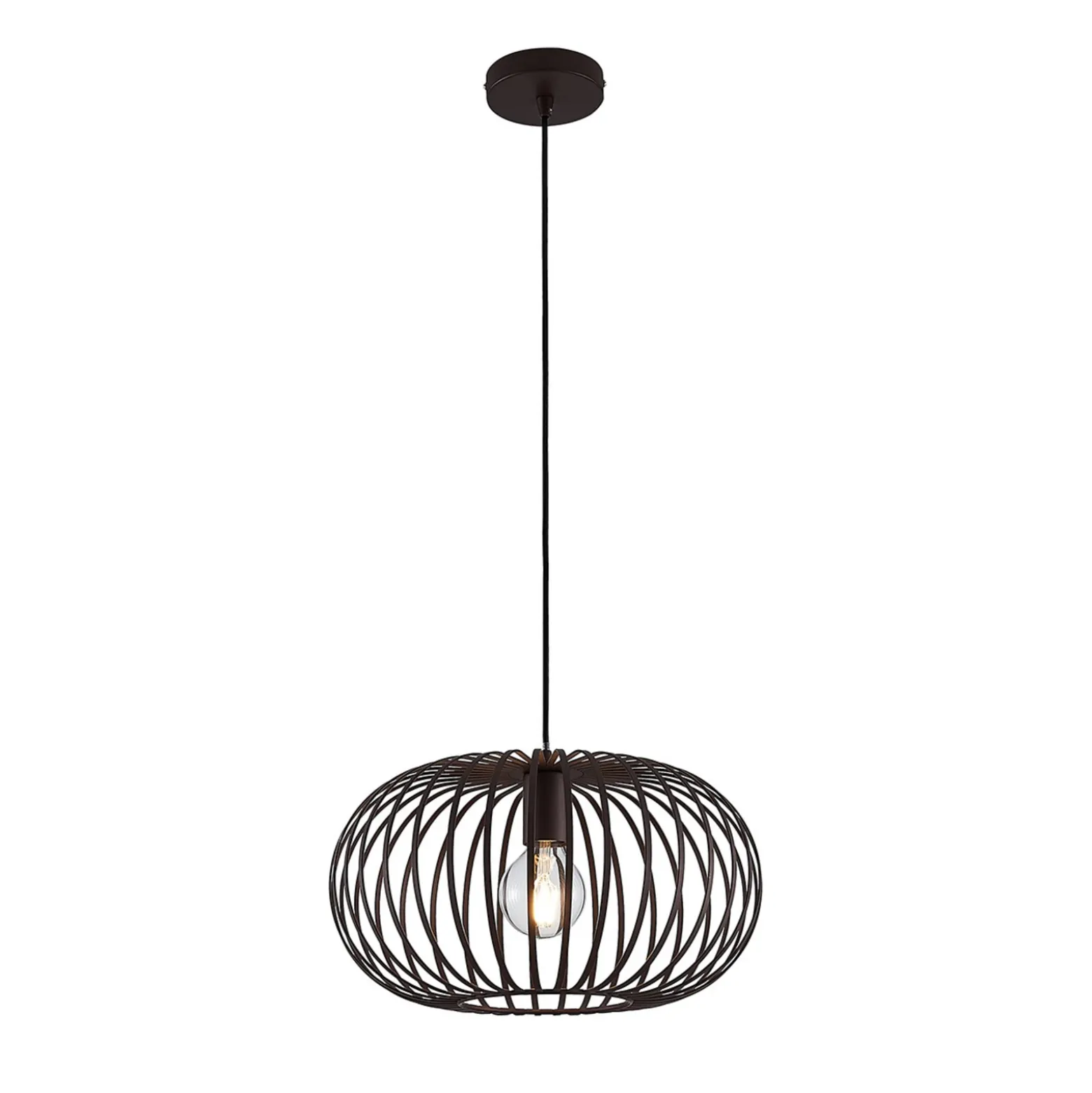 Lámpara colgante Lindby Nahele, marrón, metal, Ø 40 cm, E27