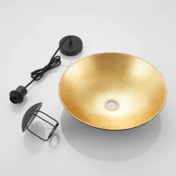 Lámpara colgante Lindby Narisara, Ø 40 cm, E27, negro-oro