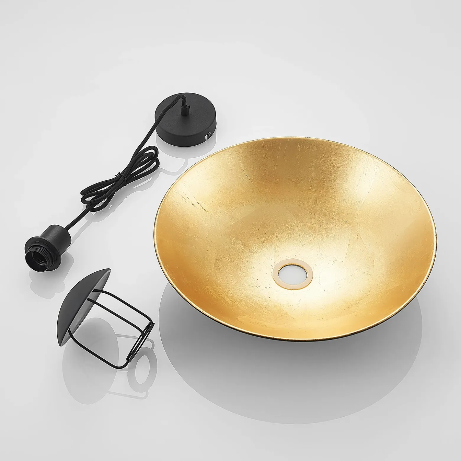 Lámpara colgante Lindby Narisara, Ø 40 cm, E27, negro-oro