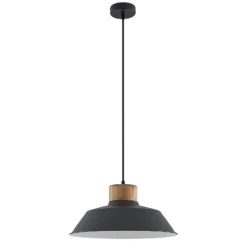 Lámpara colgante Lindby Nefeli, Ø 42 cm, negro, madera, metal
