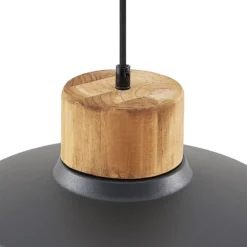 Lámpara colgante Lindby Nefeli, Ø 42 cm, negro, madera, metal