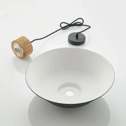 Lámpara colgante Lindby Nefeli, Ø 42 cm, negro, madera, metal