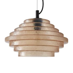 Lámpara colgante Lindby Orliana, Ø 35 cm, ámbar, cristal