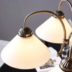 Lámpara colgante Lindby Otis, Ø 68 cm, 5 luces, blanca, cristal, E27