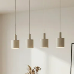 Lámpara colgante Lindby Ovelia, beige, 4 luces, metal, E27