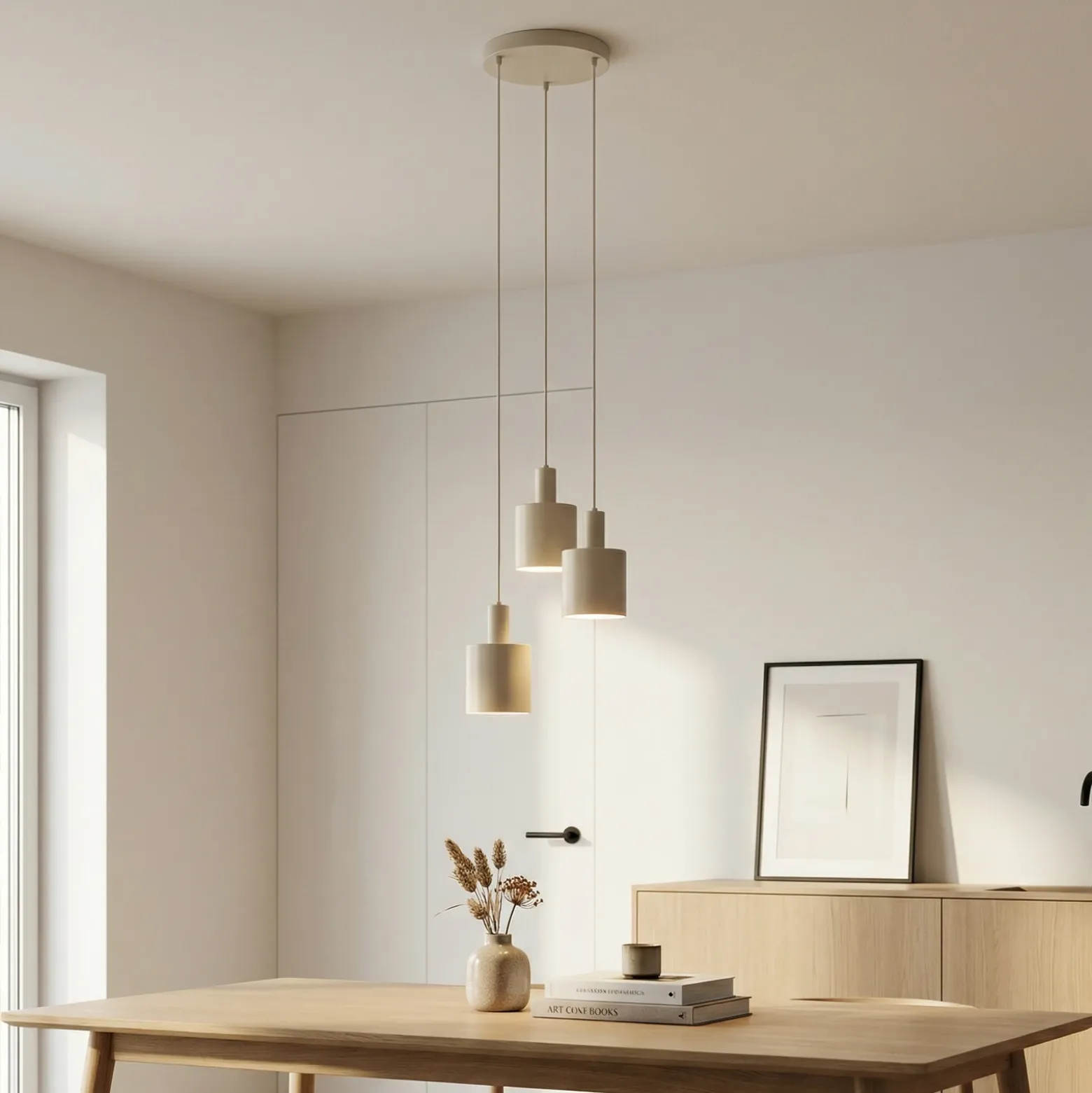 Lámpara colgante Lindby Ovelia, beige, 3 luces, metal, E27