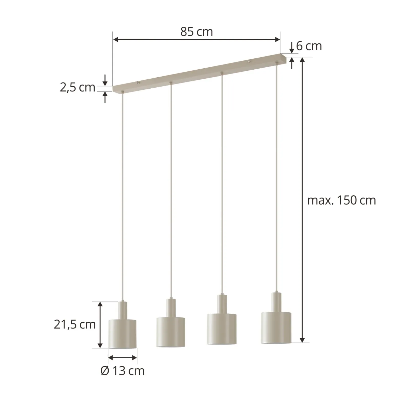 Lámpara colgante Lindby Ovelia, beige, 4 luces, metal, E27