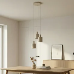 Lámpara colgante Lindby Ovelia, beige, 3 luces, metal, E27