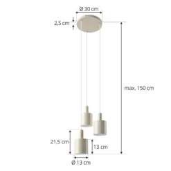 Lámpara colgante Lindby Ovelia, beige, 3 luces, metal, E27