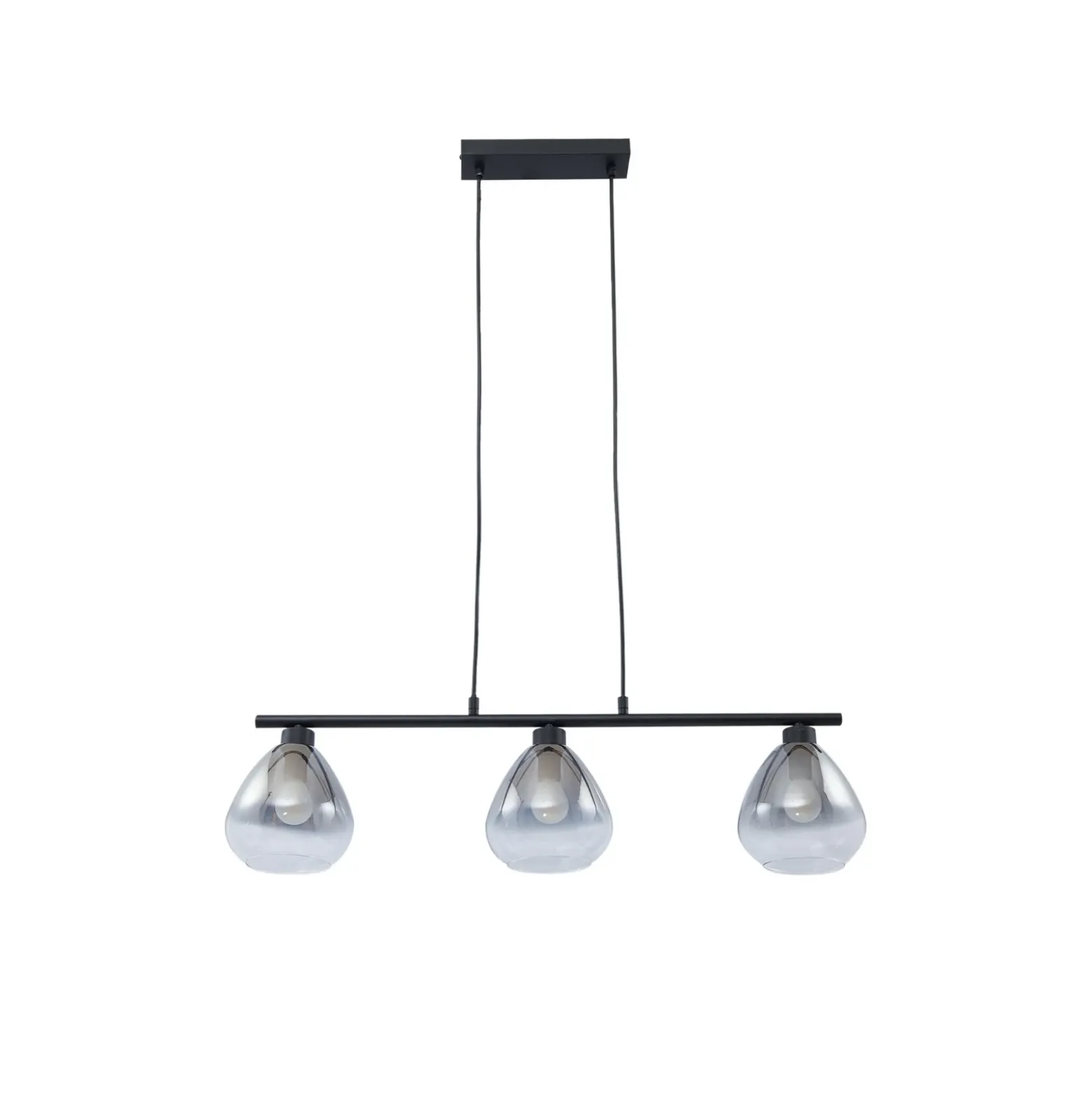 Lámpara colgante Lindby Pendgante, negra, cristal, longitud 75 cm