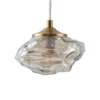 Lámpara colgante Lindby Piatra, Ø45cm, 5 luces, coñac/latón, cristal