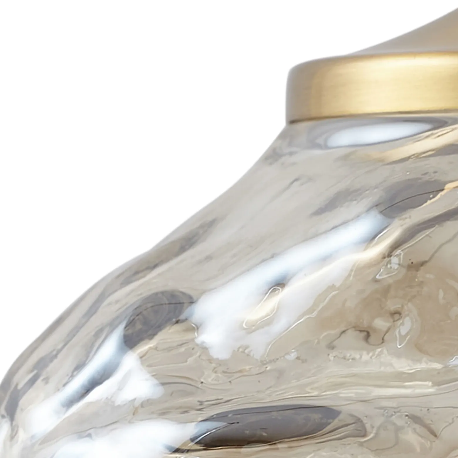 Lámpara colgante Lindby Piatra, Ø45cm, 5 luces, coñac/latón, cristal