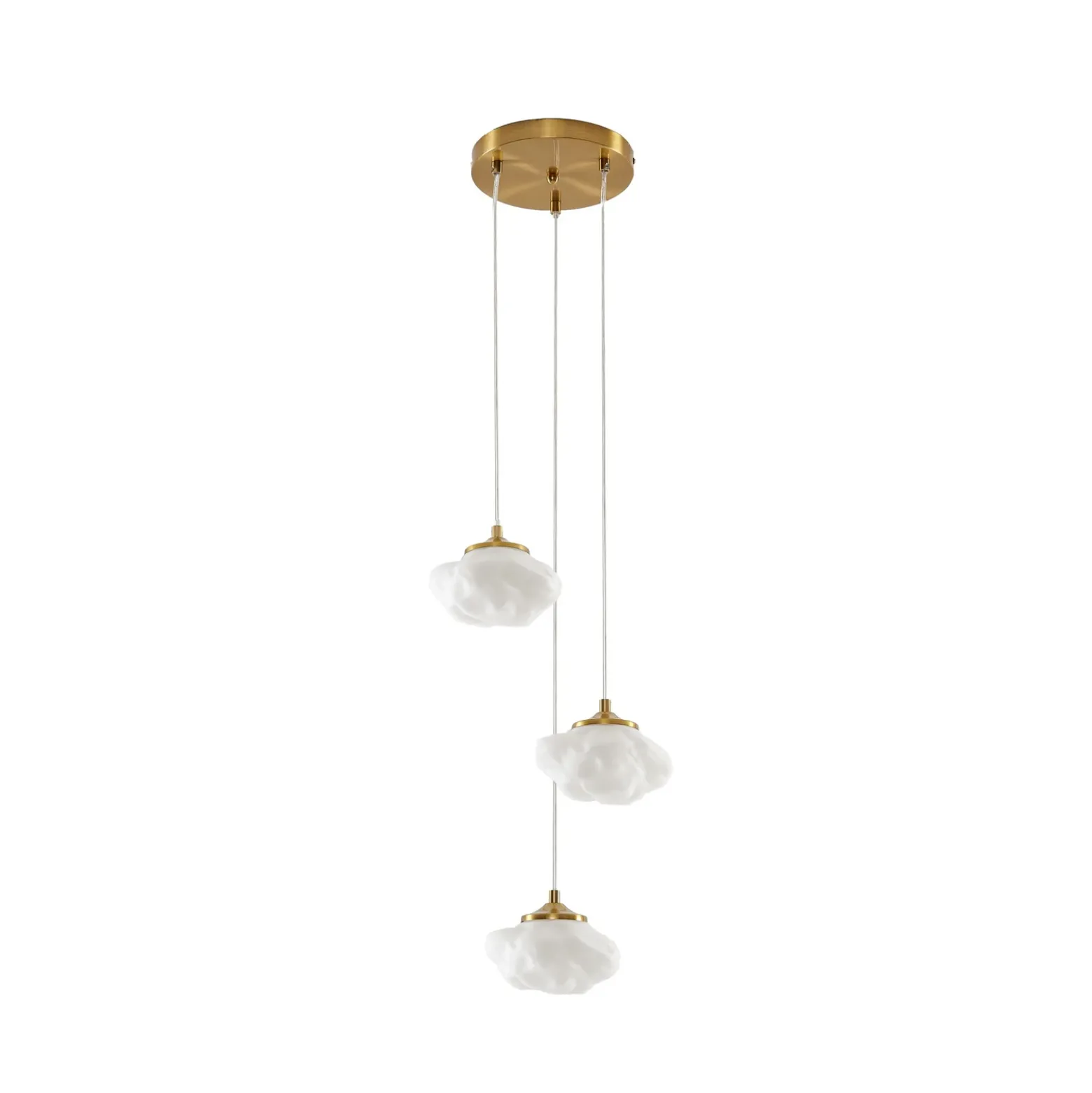 Lámpara colgante Lindby Piatra, Ø 25 cm, 3 luces, ópalo/latón, cristal