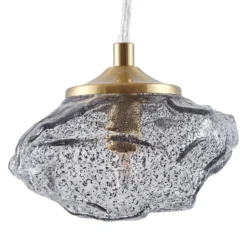 Lámpara colgante Lindby Piatra, humo/latón, cristal, Ø 16 cm, G9
