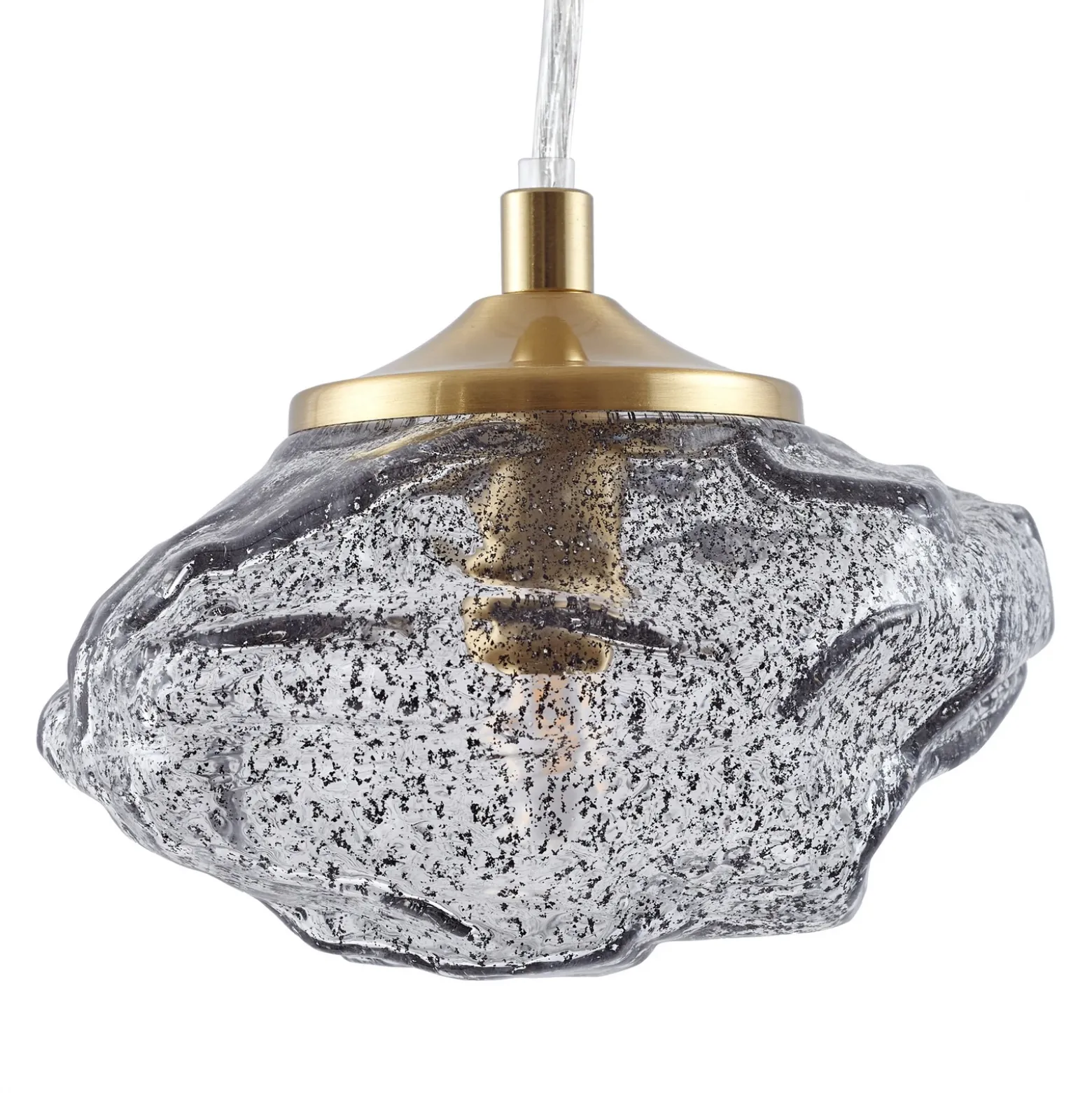 Lámpara colgante Lindby Piatra, humo/latón, cristal, Ø 16 cm, G9