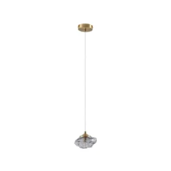 Lámpara colgante Lindby Piatra, humo/latón, cristal, Ø 16 cm, G9