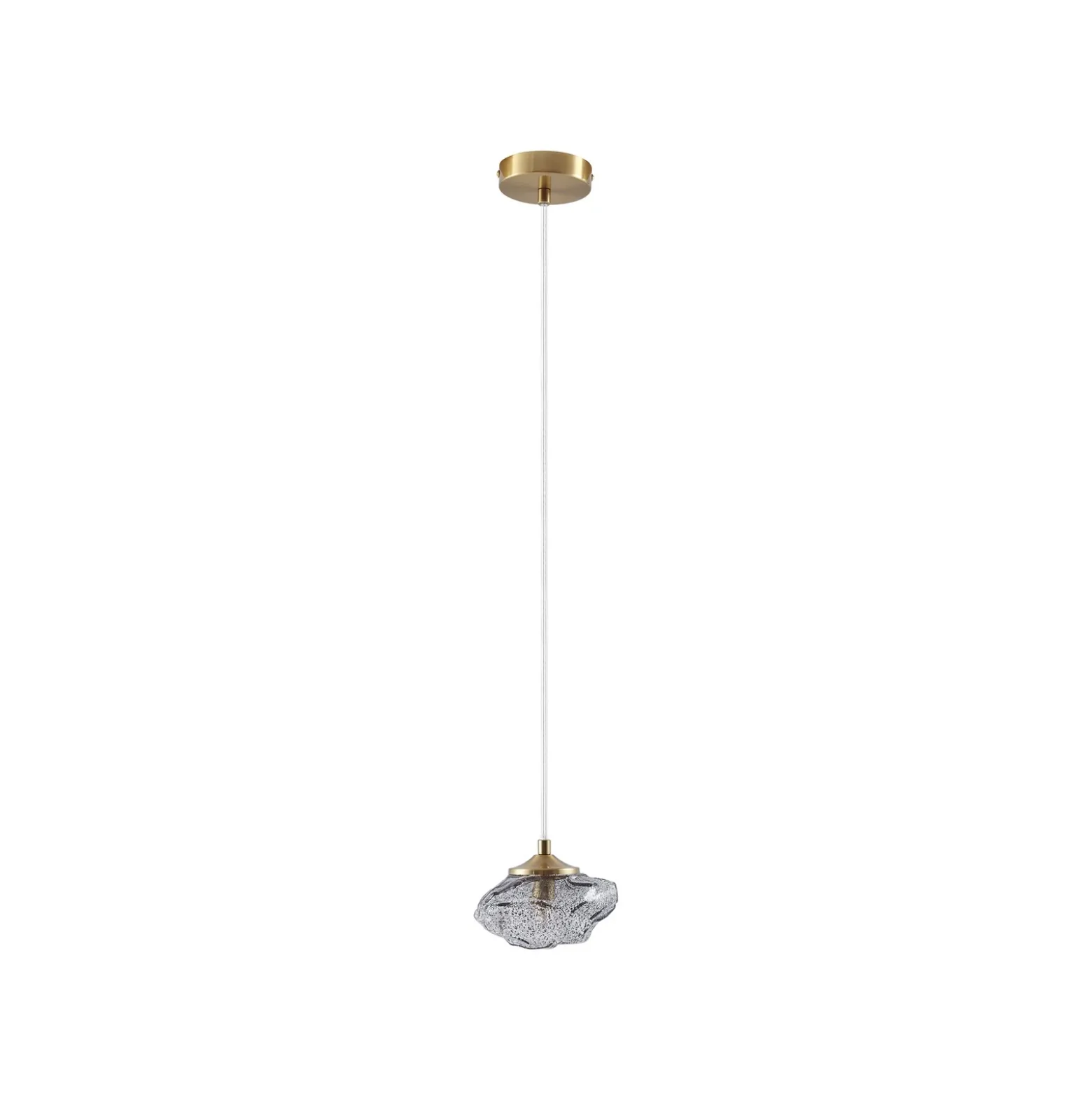 Lámpara colgante Lindby Piatra, humo/latón, cristal, Ø 16 cm, G9