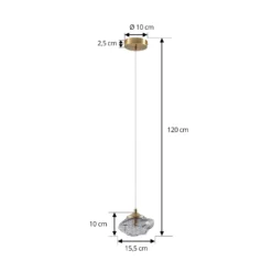 Lámpara colgante Lindby Piatra, humo/latón, cristal, Ø 16 cm, G9