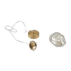 Lámpara colgante Lindby Piatra, ámbar/latón, cristal, Ø 16 cm, G9