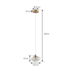 Lámpara colgante Lindby Piatra, ámbar/latón, cristal, Ø 16 cm, G9