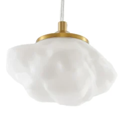 Lámpara colgante Lindby Piatra, Ø 25 cm, 3 luces, ópalo/latón, cristal