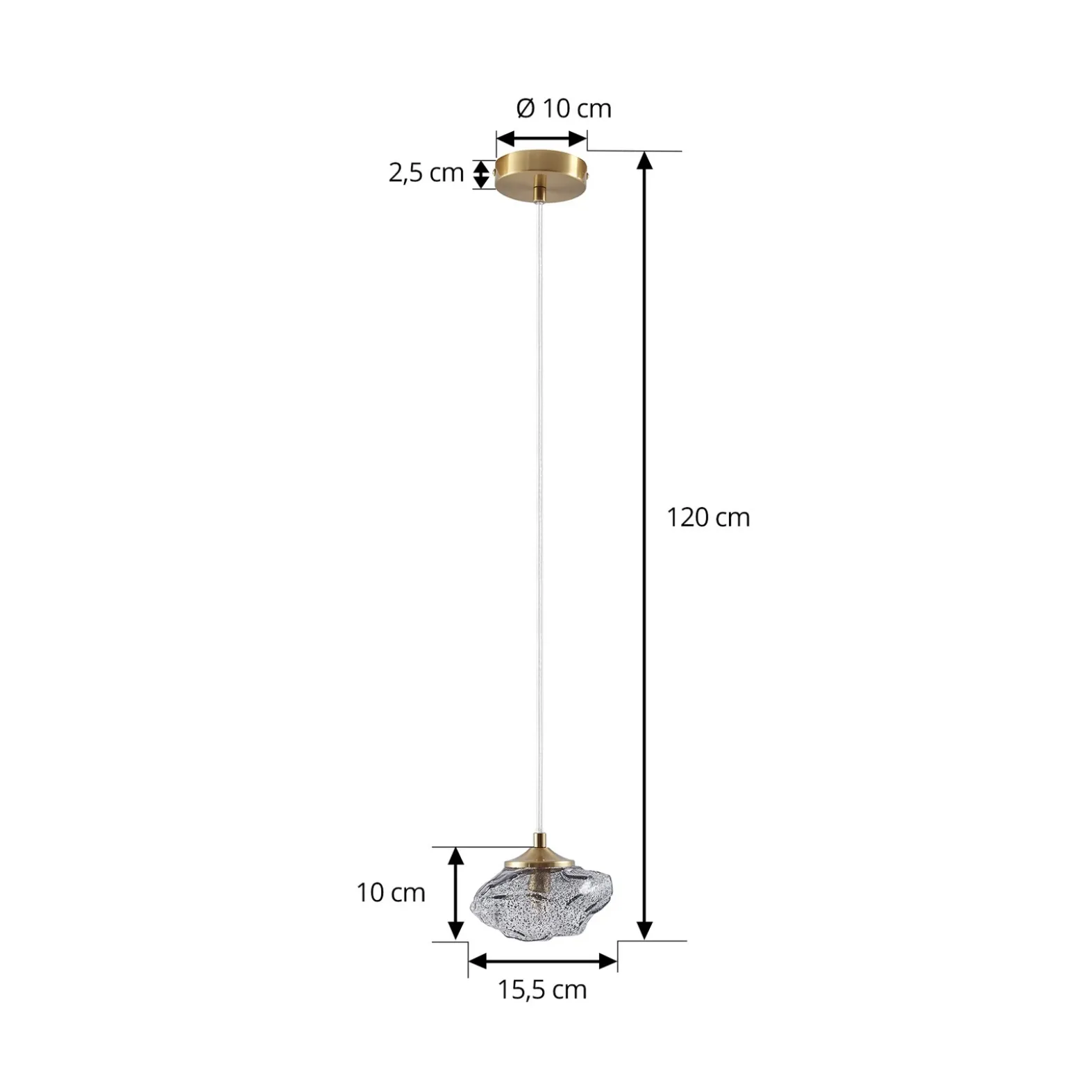 Lámpara colgante Lindby Piatra, humo/latón, cristal, Ø 16 cm, G9