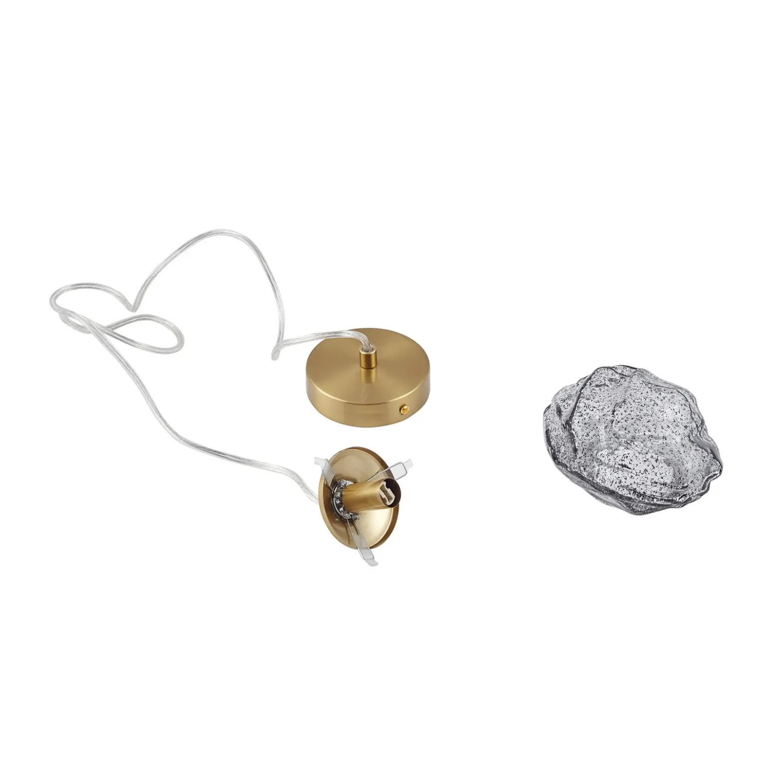 Lámpara colgante Lindby Piatra, humo/latón, cristal, Ø 16 cm, G9