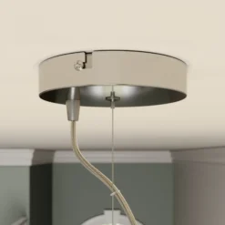 Lámpara colgante Lindby Pikka, blanca, textil, Ø 50 cm, E27