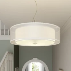 Lámpara colgante Lindby Pikka, blanca, textil, Ø 50 cm, E27