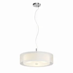 Lámpara colgante Lindby Pikka, blanca, textil, Ø 50 cm, E27