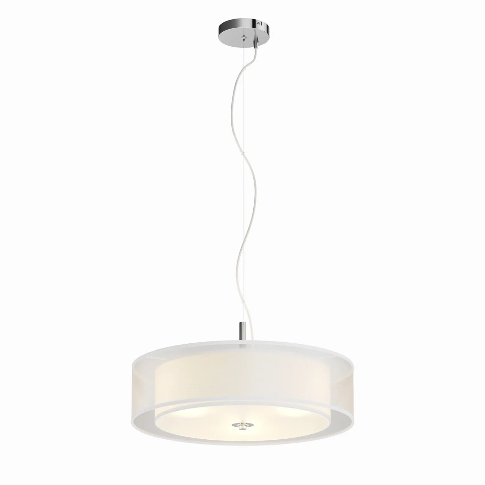 Lámpara colgante Lindby Pikka, blanca, textil, Ø 50 cm, E27