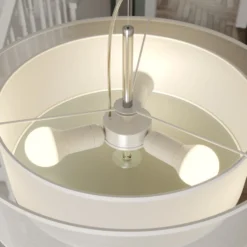 Lámpara colgante Lindby Pikka, blanca, textil, Ø 50 cm, E27